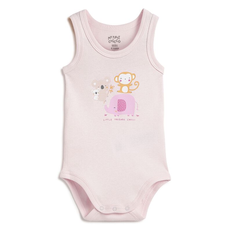 Infants White & Pink Sleeveless Bodysuit (Pack of 4) image number 1